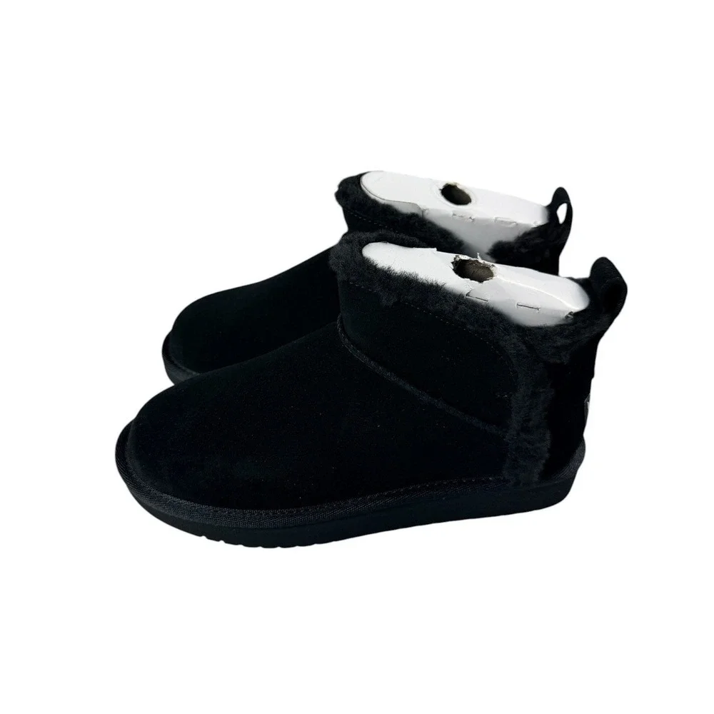Koolaburra UGG Koola Ultra Mini Black Suede Boots Size 1 Kids 1167971K K/BLK NEW